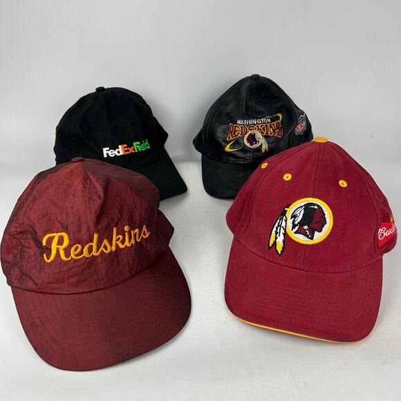 Lot of Four Vintage Rare Washington Redskins Hats Leather,‎ Silk, FedEx Field - Picture 1 of 16